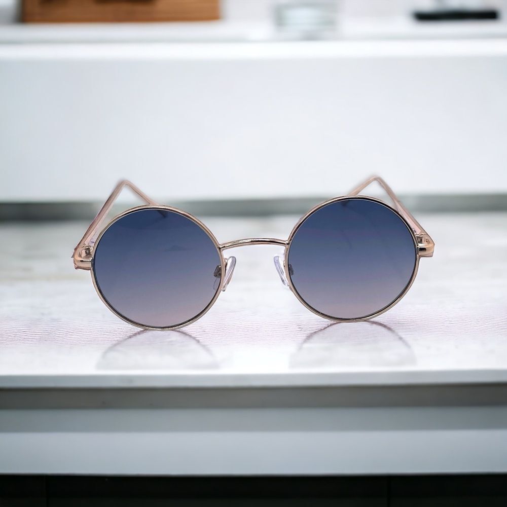 Gold Rim Round Sunglasses